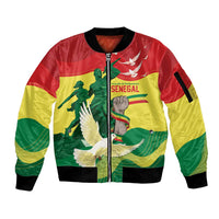 Personalized Senegal Independence Day Sleeve Zip Bomber Jacket African Renaissance Monument