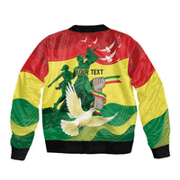Personalized Senegal Independence Day Sleeve Zip Bomber Jacket African Renaissance Monument