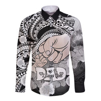Polynesian Pride Happy Father Day Long Sleeve Button Shirt I Love You Dad - Polynesian Tribal Black - Wonder Print Shop
