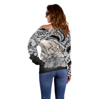 Polynesian Pride Happy Father Day Off Shoulder Sweater I Love You Dad - Polynesian Tribal Black - Wonder Print Shop