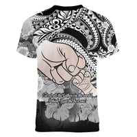 Polynesian Pride Happy Father Day Women V Neck T Shirt I Love You Dad - Polynesian Tribal Black - Wonder Print Shop