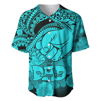 Polynesian Pride Happy Father Day Baseball Jersey I Love You Dad - Polynesian Tribal Aqua LT9 - Wonder Print Shop