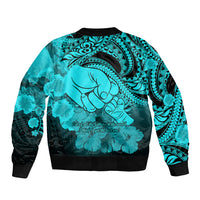Polynesian Pride Happy Father Day Bomber Jacket I Love You Dad - Polynesian Tribal Aqua LT9 - Wonder Print Shop