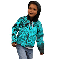 Polynesian Pride Happy Father Day Kid Hoodie I Love You Dad - Polynesian Tribal Aqua - Wonder Print Shop