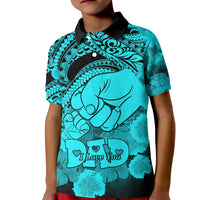 Polynesian Pride Happy Father Day Polo Shirt for Kid I Love You Dad Polynesian Tribal Aqua - Wonder Print Shop