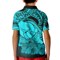 Polynesian Pride Happy Father Day Polo Shirt for Kid I Love You Dad Polynesian Tribal Aqua - Wonder Print Shop