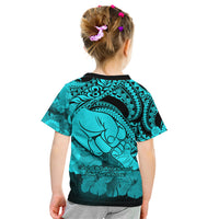 Polynesian Pride Happy Father Day Kid T Shirt I Love You Dad - Polynesian Tribal Aqua - Wonder Print Shop