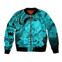 Personalised Polynesian Pride Happy Father Day Bomber Jacket I Love You Dad - Polynesian Tribal Aqua LT9 - Wonder Print Shop