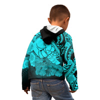 Personalised Polynesian Pride Happy Father Day Kid Hoodie I Love You Dad - Polynesian Tribal Aqua - Wonder Print Shop