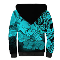 Personalised Polynesian Pride Happy Father Day Sherpa Hoodie I Love You Dad - Polynesian Tribal Aqua - Wonder Print Shop