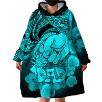 Personalised Polynesian Pride Happy Father Day Wearable Blanket Hoodie I Love You Dad - Polynesian Tribal Aqua - Wonder Print Shop
