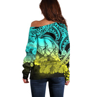 Polynesian Pride Happy Father Day Off Shoulder Sweater I Love You Dad - Polynesian Tribal Gradient 1 - Wonder Print Shop