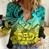 Polynesian Pride Happy Father Day Women Casual Shirt I Love You Dad - Polynesian Tribal Gradient 1 - Wonder Print Shop