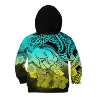 Personalised Polynesian Pride Happy Father Day Kid Hoodie I Love You Dad - Polynesian Tribal Gradient 1 - Wonder Print Shop