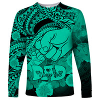 Polynesian Pride Happy Father Day Long Sleeve Shirt I Love You Dad - Polynesian Tribal Green - Wonder Print Shop