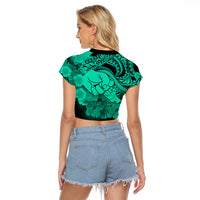 Polynesian Pride Happy Father Day Raglan Cropped T Shirt I Love You Dad - Polynesian Tribal Green - Wonder Print Shop