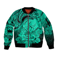 Polynesian Pride Happy Father Day Sleeve Zip Bomber Jacket I Love You Dad - Polynesian Tribal Green - Wonder Print Shop