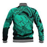 Personalised Polynesian Pride Happy Father Day Baseball Jacket I Love You Dad - Polynesian Tribal Green LT9 - Wonder Print Shop