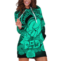 Personalised Polynesian Pride Happy Father Day Hoodie Dress I Love You Dad - Polynesian Tribal Green - Wonder Print Shop