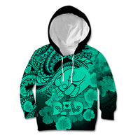 Personalised Polynesian Pride Happy Father Day Kid Hoodie I Love You Dad - Polynesian Tribal Green - Wonder Print Shop