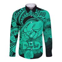 Personalised Polynesian Pride Happy Father Day Long Sleeve Button Shirt I Love You Dad - Polynesian Tribal Green - Wonder Print Shop