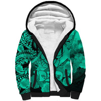 Personalised Polynesian Pride Happy Father Day Sherpa Hoodie I Love You Dad - Polynesian Tribal Green - Wonder Print Shop