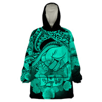 Personalised Polynesian Pride Happy Father Day Wearable Blanket Hoodie I Love You Dad - Polynesian Tribal Green - Wonder Print Shop
