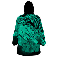 Personalised Polynesian Pride Happy Father Day Wearable Blanket Hoodie I Love You Dad - Polynesian Tribal Green - Wonder Print Shop