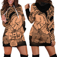 Personalised Polynesian Pride Happy Father Day Hoodie Dress I Love You Dad - Polynesian Tribal Nude - Wonder Print Shop