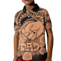 Custom Polynesian Pride Happy Father Day Polo Shirt for Kid I Love You Dad Polynesian Tribal Nude - Wonder Print Shop