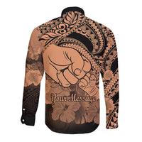 Personalised Polynesian Pride Happy Father Day Long Sleeve Button Shirt I Love You Dad - Polynesian Tribal Nude - Wonder Print Shop