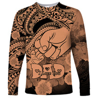 Personalised Polynesian Pride Happy Father Day Long Sleeve Shirt I Love You Dad - Polynesian Tribal Nude - Wonder Print Shop