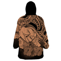 Personalised Polynesian Pride Happy Father Day Wearable Blanket Hoodie I Love You Dad - Polynesian Tribal Nude - Wonder Print Shop