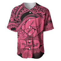 Polynesian Pride Happy Father Day Baseball Jersey I Love You Dad - Polynesian Tribal Pink LT9 - Wonder Print Shop