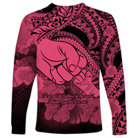 Polynesian Pride Happy Father Day Long Sleeve Shirt I Love You Dad - Polynesian Tribal Pink - Wonder Print Shop