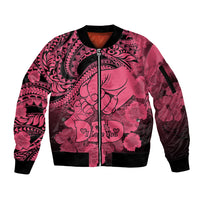 Polynesian Pride Happy Father Day Sleeve Zip Bomber Jacket I Love You Dad - Polynesian Tribal Pink - Wonder Print Shop