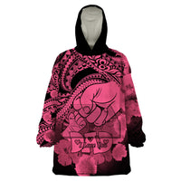 Polynesian Pride Happy Father Day Wearable Blanket Hoodie I Love You Dad - Polynesian Tribal Pink - Wonder Print Shop