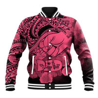 Personalised Polynesian Pride Happy Father Day Baseball Jacket I Love You Dad - Polynesian Tribal Pink LT9 - Wonder Print Shop