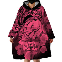 Personalised Polynesian Pride Happy Father Day Wearable Blanket Hoodie I Love You Dad - Polynesian Tribal Pink - Wonder Print Shop