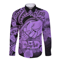 Polynesian Pride Happy Father Day Long Sleeve Button Shirt I Love You Dad - Polynesian Tribal Purple - Wonder Print Shop