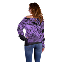 Polynesian Pride Happy Father Day Off Shoulder Sweater I Love You Dad - Polynesian Tribal Purple - Wonder Print Shop