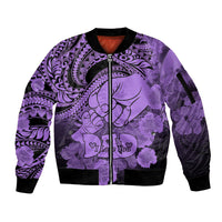 Polynesian Pride Happy Father Day Sleeve Zip Bomber Jacket I Love You Dad - Polynesian Tribal Purple - Wonder Print Shop