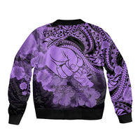 Polynesian Pride Happy Father Day Sleeve Zip Bomber Jacket I Love You Dad - Polynesian Tribal Purple - Wonder Print Shop