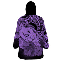 Polynesian Pride Happy Father Day Wearable Blanket Hoodie I Love You Dad - Polynesian Tribal Purple - Wonder Print Shop