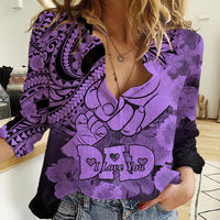 Polynesian Pride Happy Father Day Women Casual Shirt I Love You Dad - Polynesian Tribal Purple - Wonder Print Shop