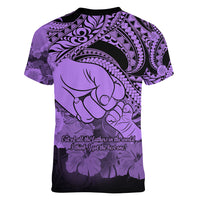 Polynesian Pride Happy Father Day Women V Neck T Shirt I Love You Dad - Polynesian Tribal Purple - Wonder Print Shop