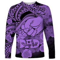 Personalised Polynesian Pride Happy Father Day Long Sleeve Shirt I Love You Dad - Polynesian Tribal Purple - Wonder Print Shop