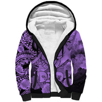 Personalised Polynesian Pride Happy Father Day Sherpa Hoodie I Love You Dad - Polynesian Tribal Purple - Wonder Print Shop