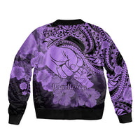 Personalised Polynesian Pride Happy Father Day Sleeve Zip Bomber Jacket I Love You Dad - Polynesian Tribal Purple - Wonder Print Shop