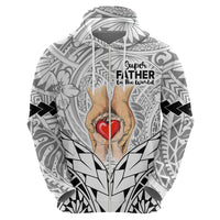 Polynesian Father's Day Gift For Dad Hoodie Super Father In The World - Black Polynesian Pattern - Wonder Print Shop